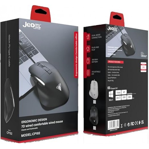 JEDEL CP102 SİYAH KABLOLU GAMİNG MOUSE 